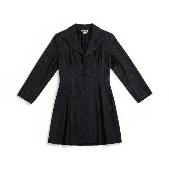 Contempo Jackets & Blazers - CONTEMPO CASUALS Vintage Black Damask Floral Jacquard Longline Blazer Small